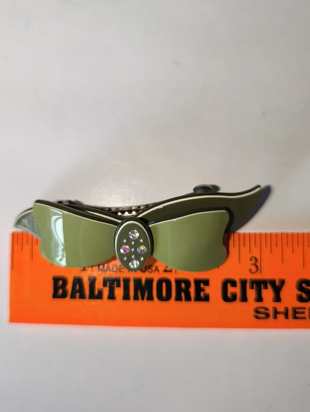 Green Hair Barrette Multi Crystals